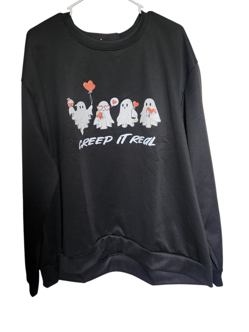 Black 'Creep It Real' Ghost Graphic Sweatshirt Womens 4XL
